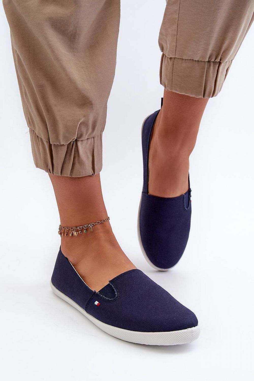 navy blue sneakers detail view