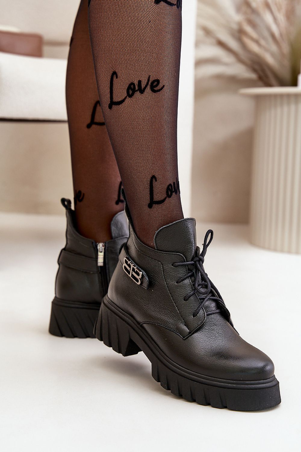 black boots detail view