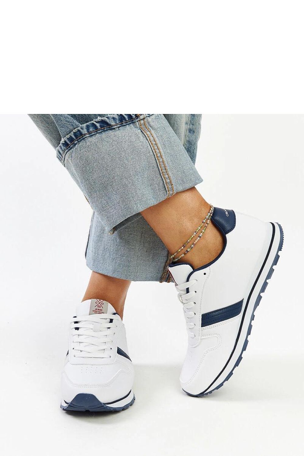 white lace sneakers back view