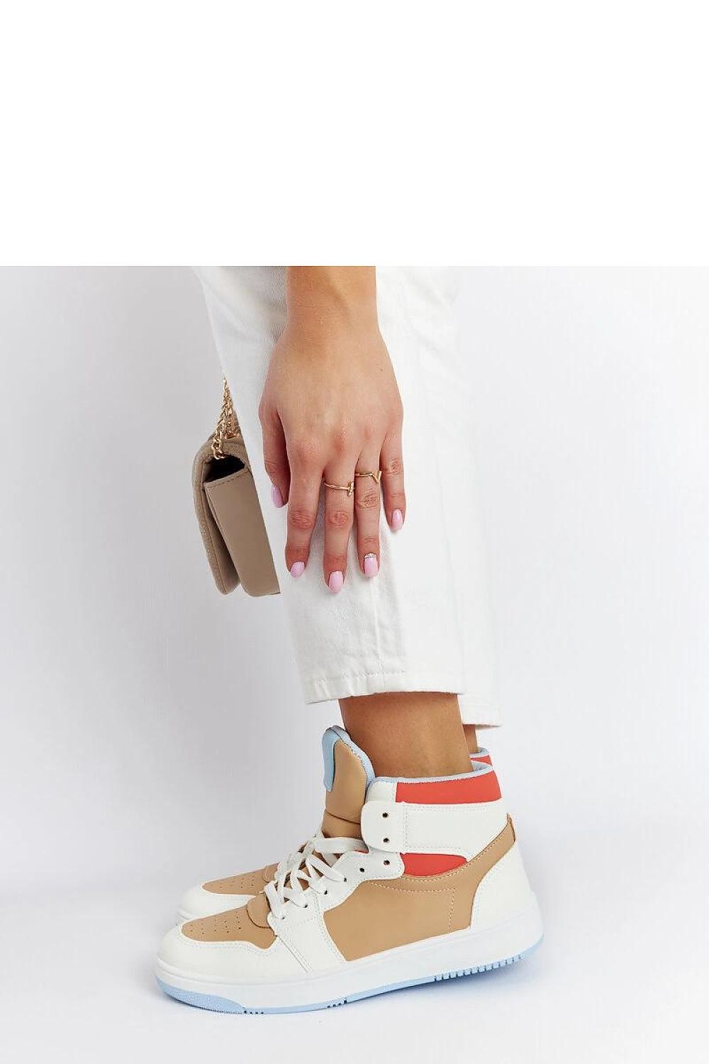 beige lace sneakers back view