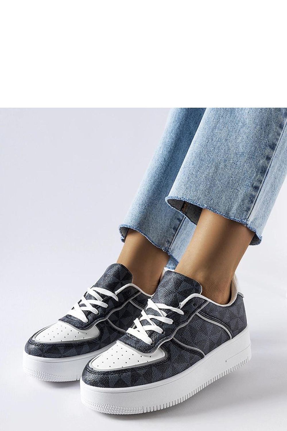 black lace sneakers detail view