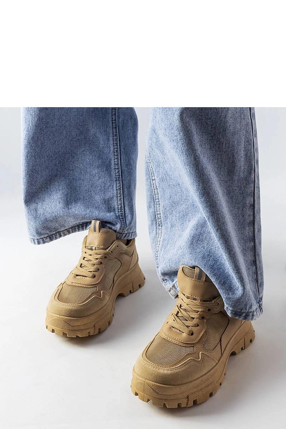 beige lace sneakers detail view