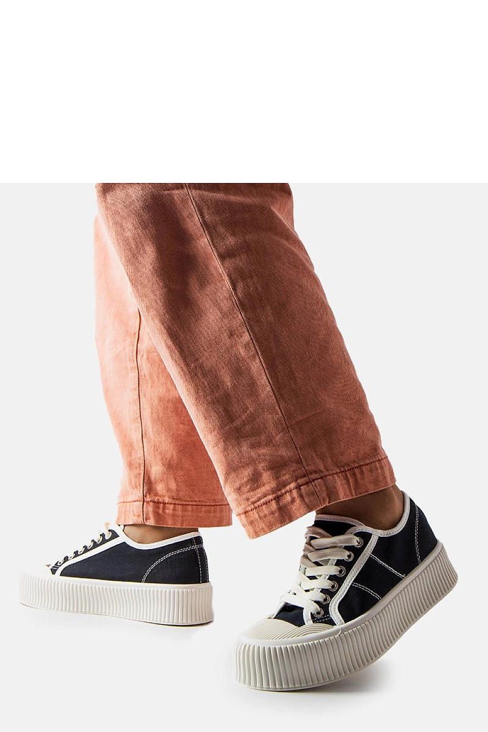 black lace sneakers back view