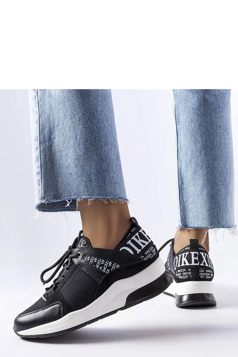 black lace mini sneakers detail view