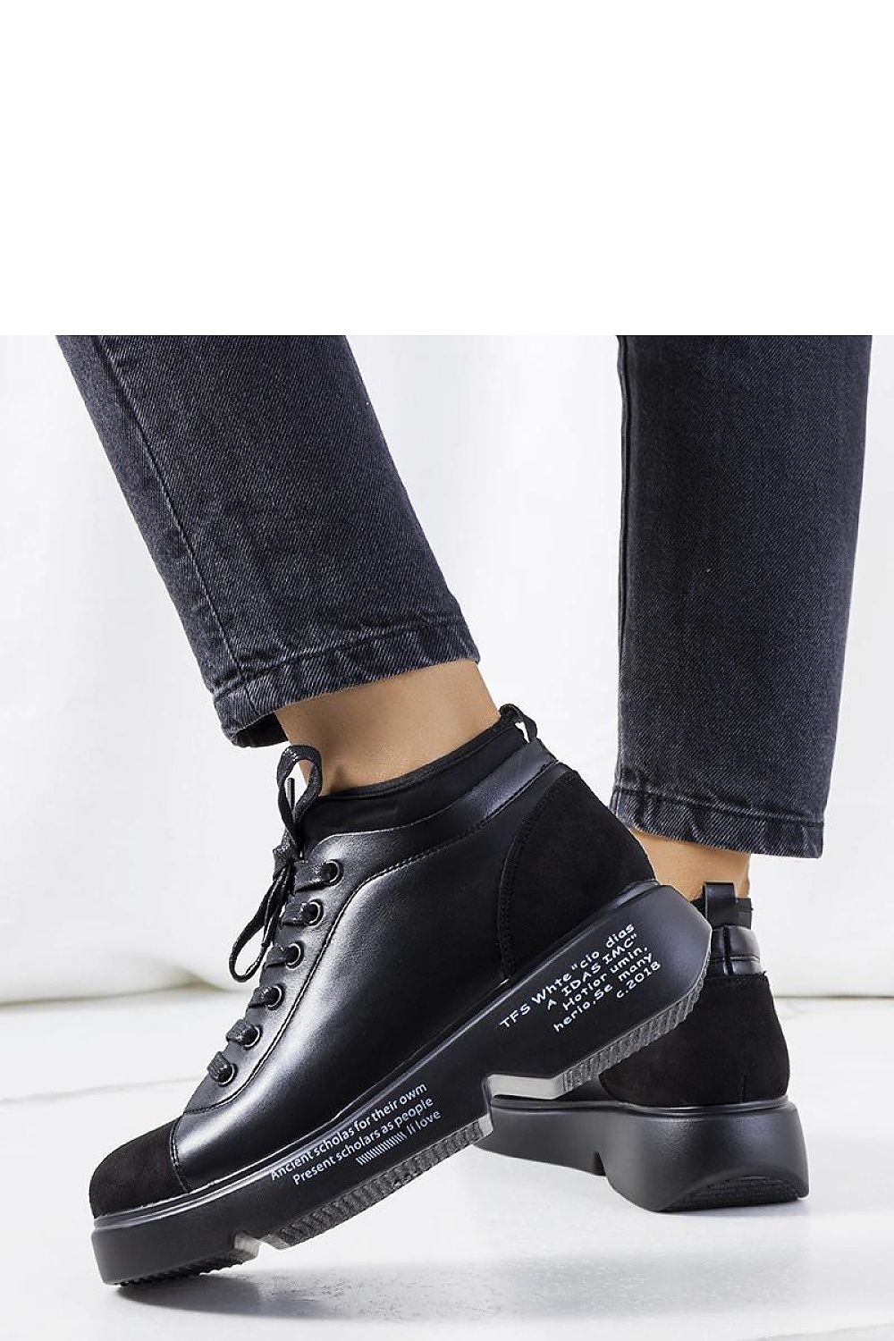 black sneakers detail view