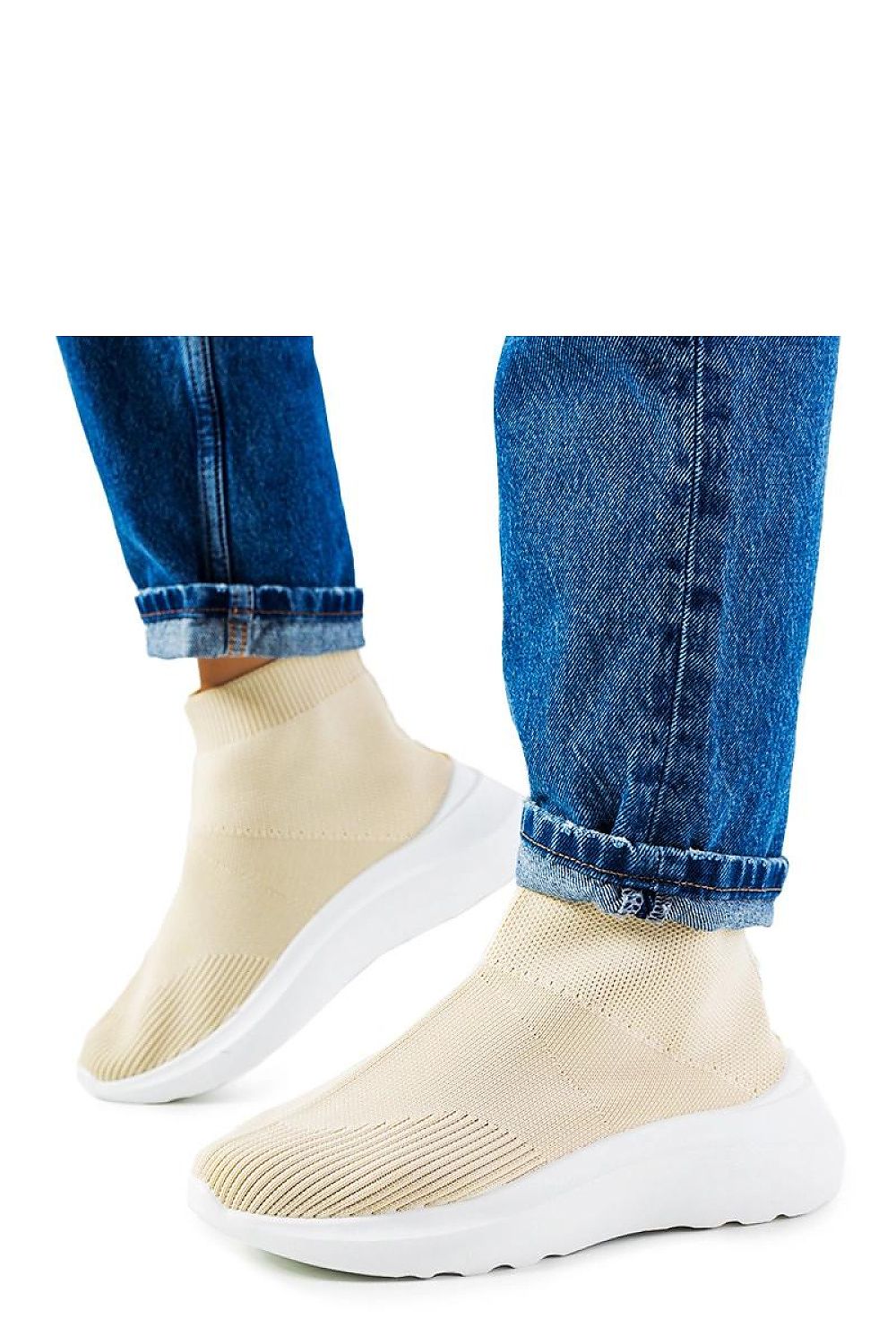 beige sneakers back view