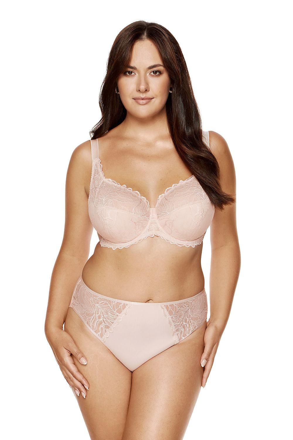 beige lace tulle elegant beige lace tulle semi-soft bra for perfect fit & support back view