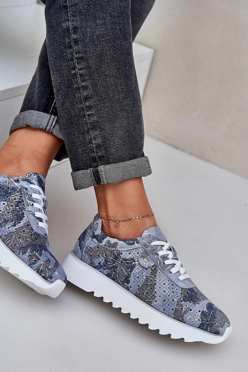 grey sequin sport shoes view 6