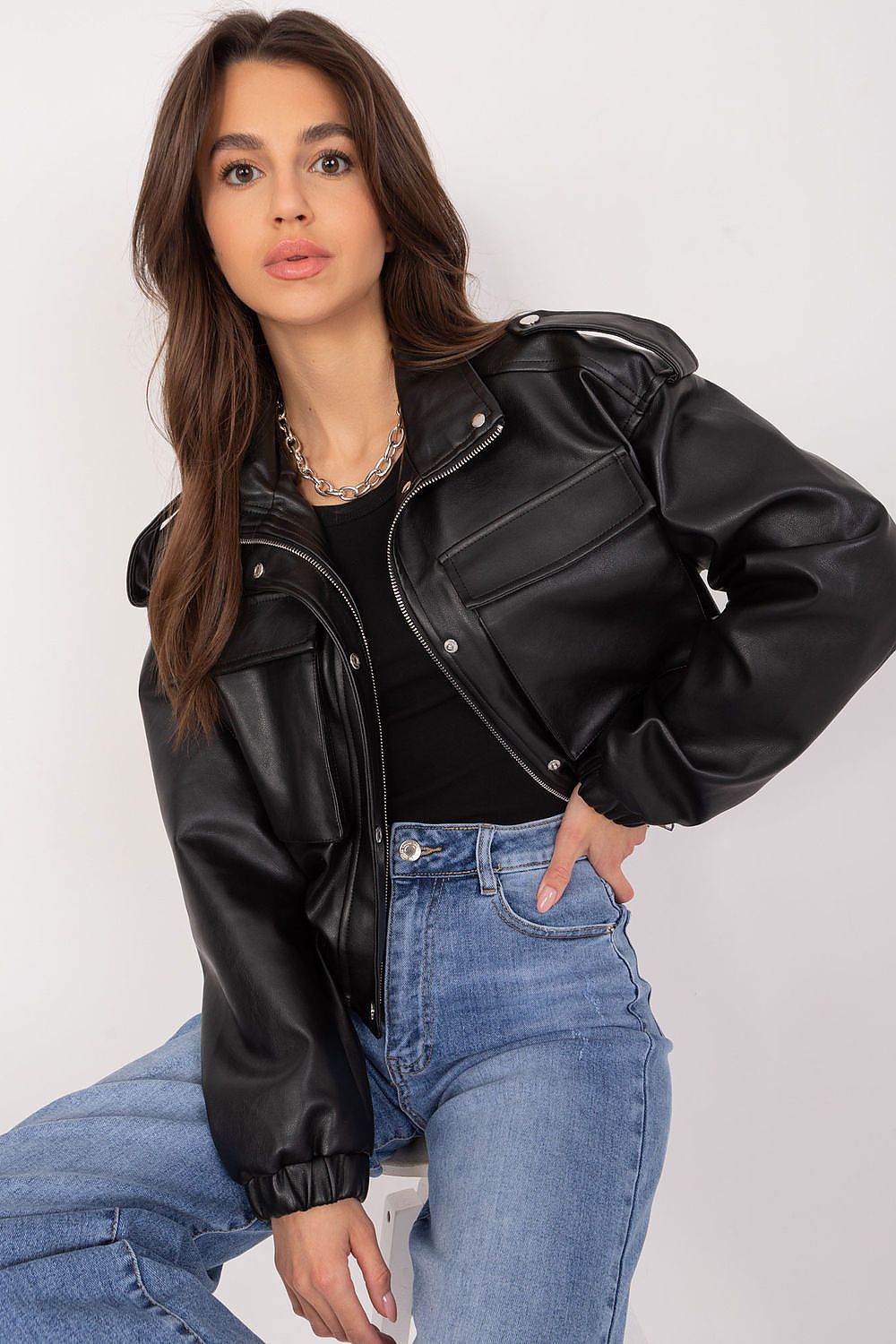 black long sleeve jacket back view