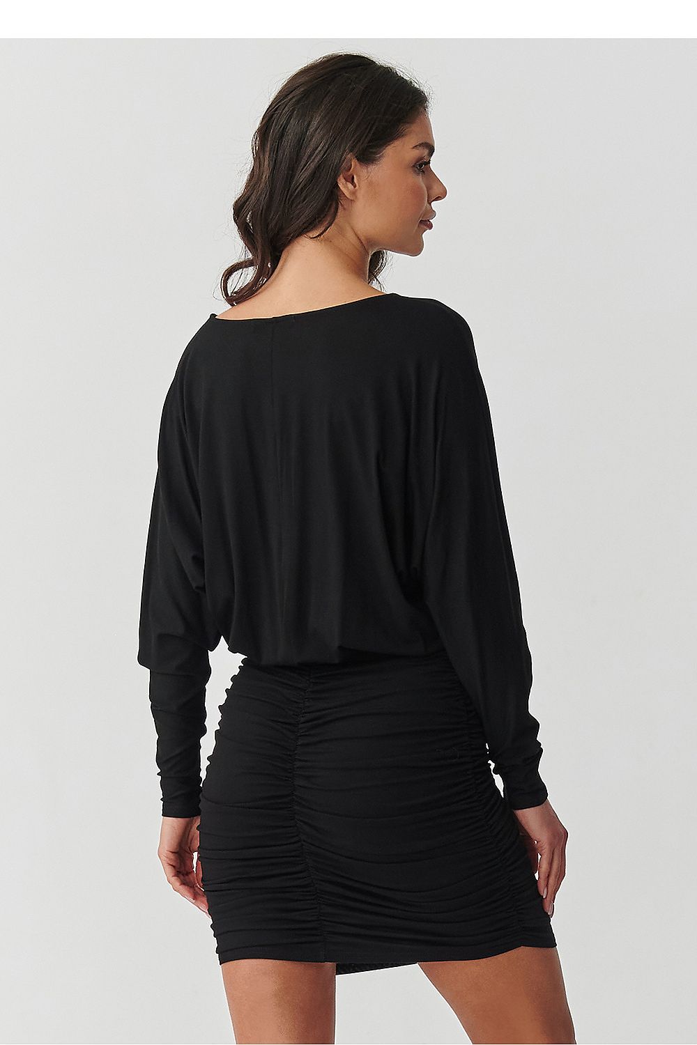 black mini day dress detail view