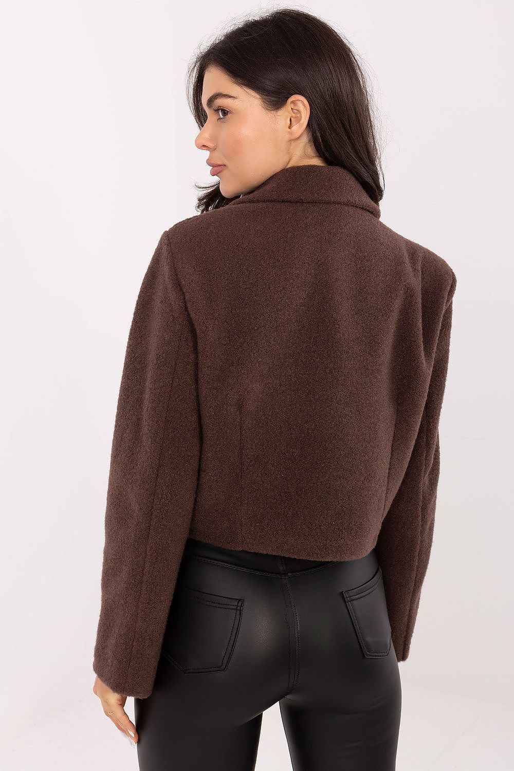 beige long sleeve mini coat view 18