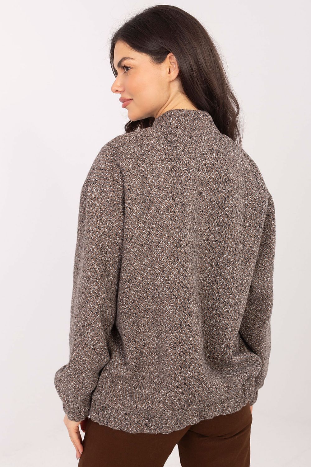 beige long sleeve jacket back view