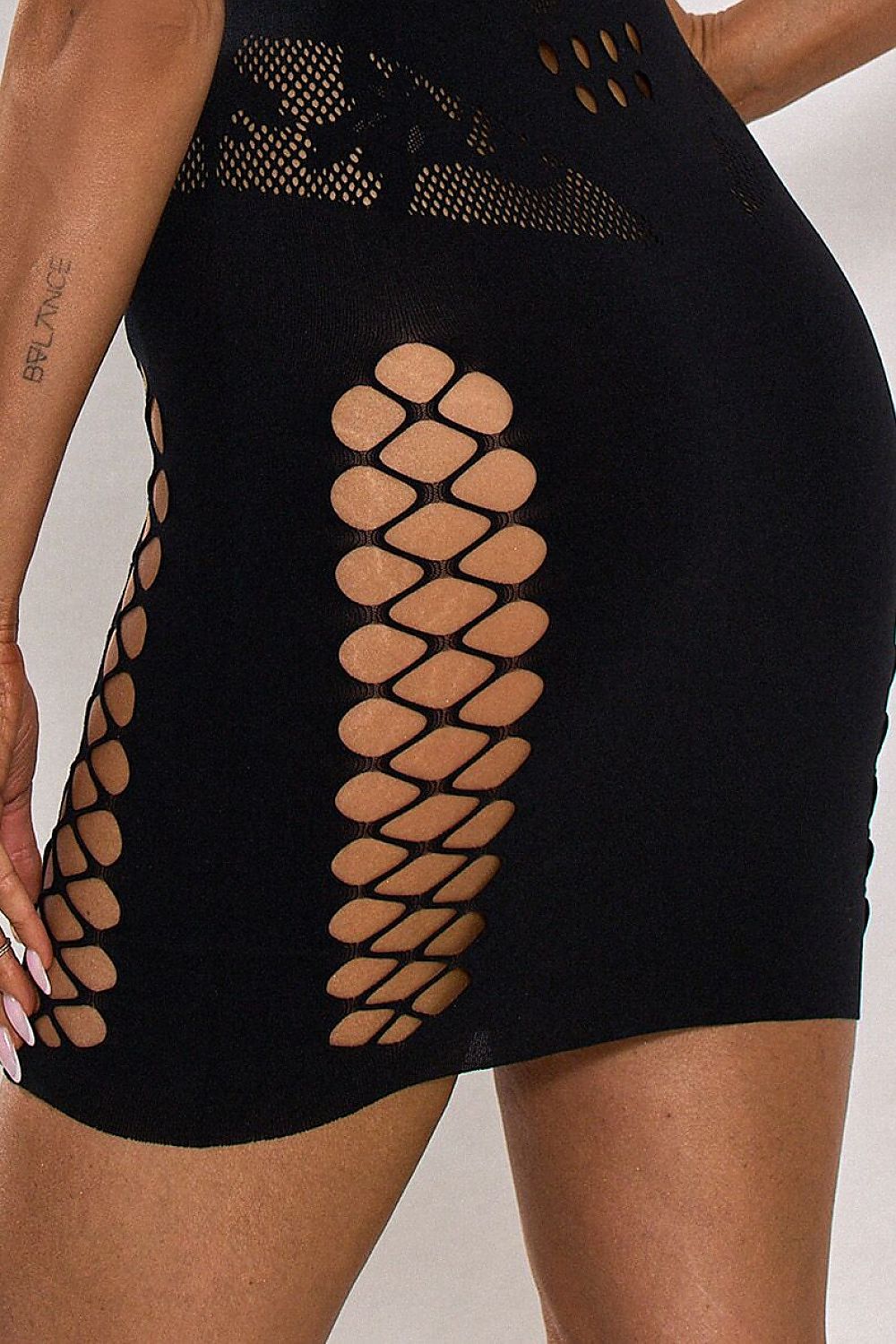 black lace mini sexy dress back view