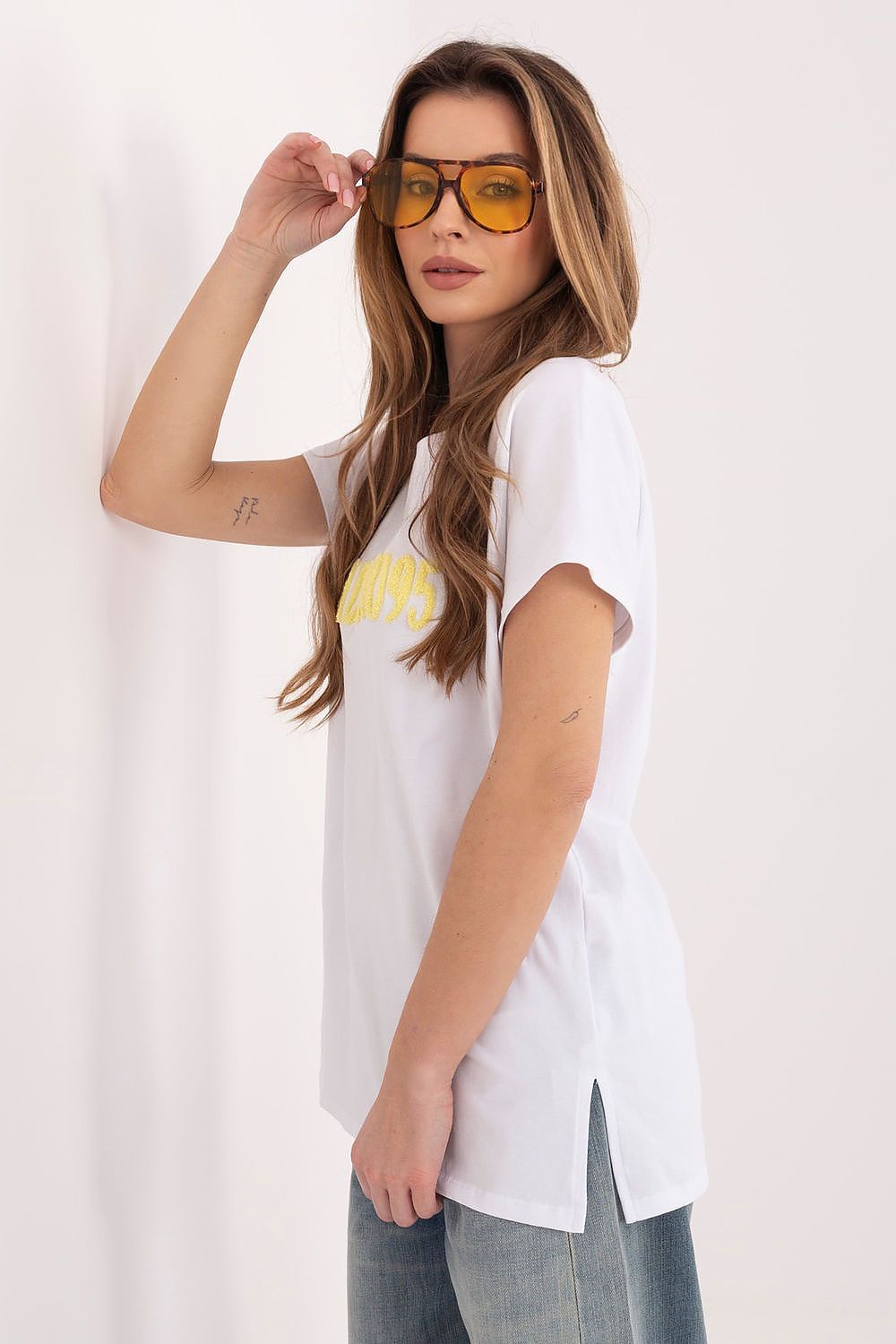 yellow short sleeve t-shirt back view