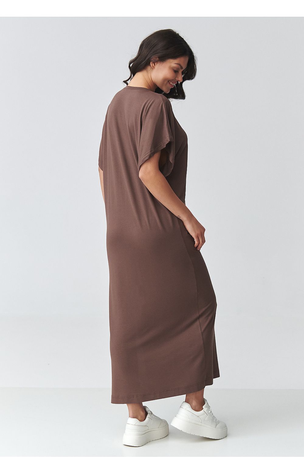 brown mini maxi day dress detail view