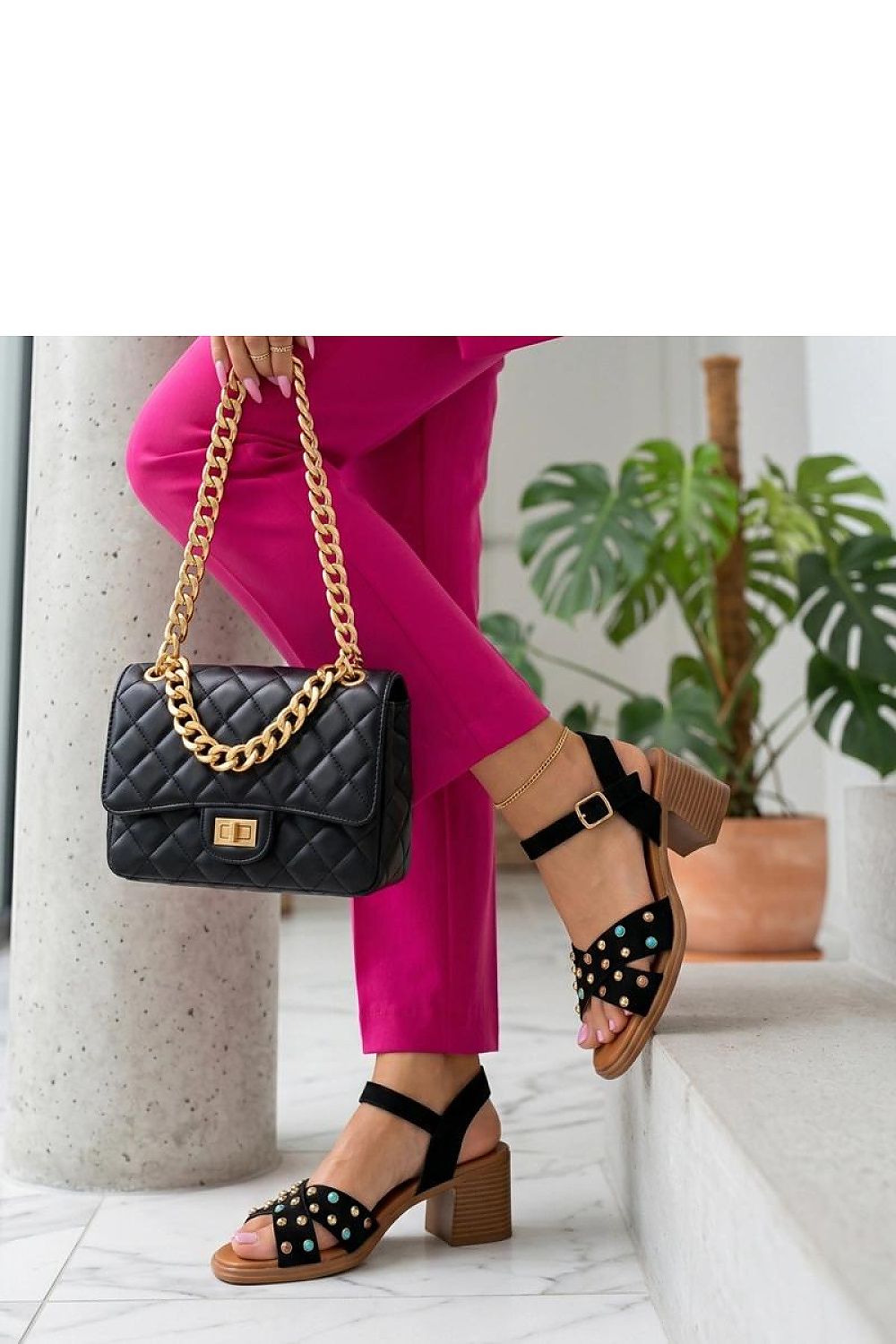 Women's Brown and White Faux Leather Heeled Sandals view 8