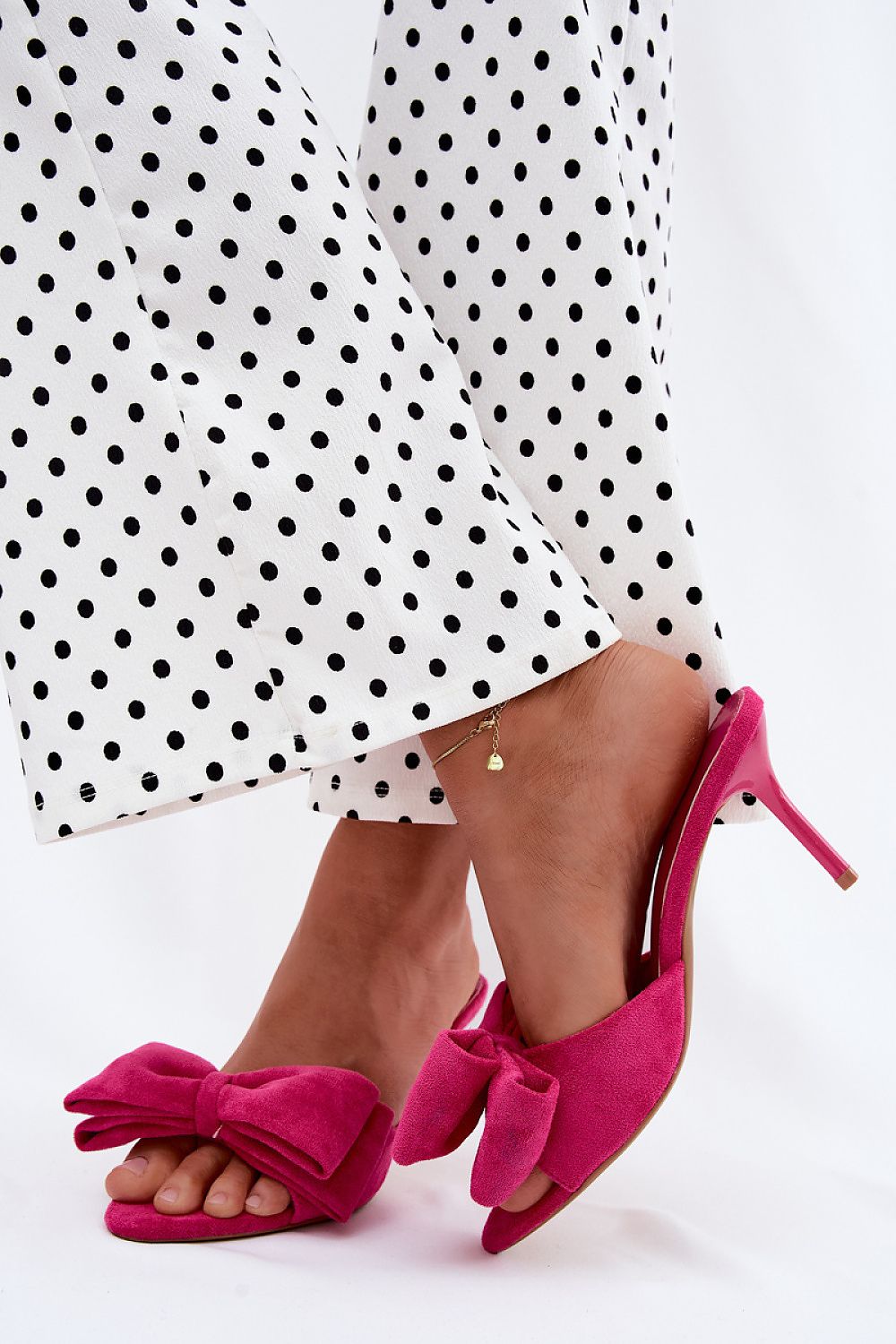 Women's Brown and Pink Suede Heeled Sandals view 5