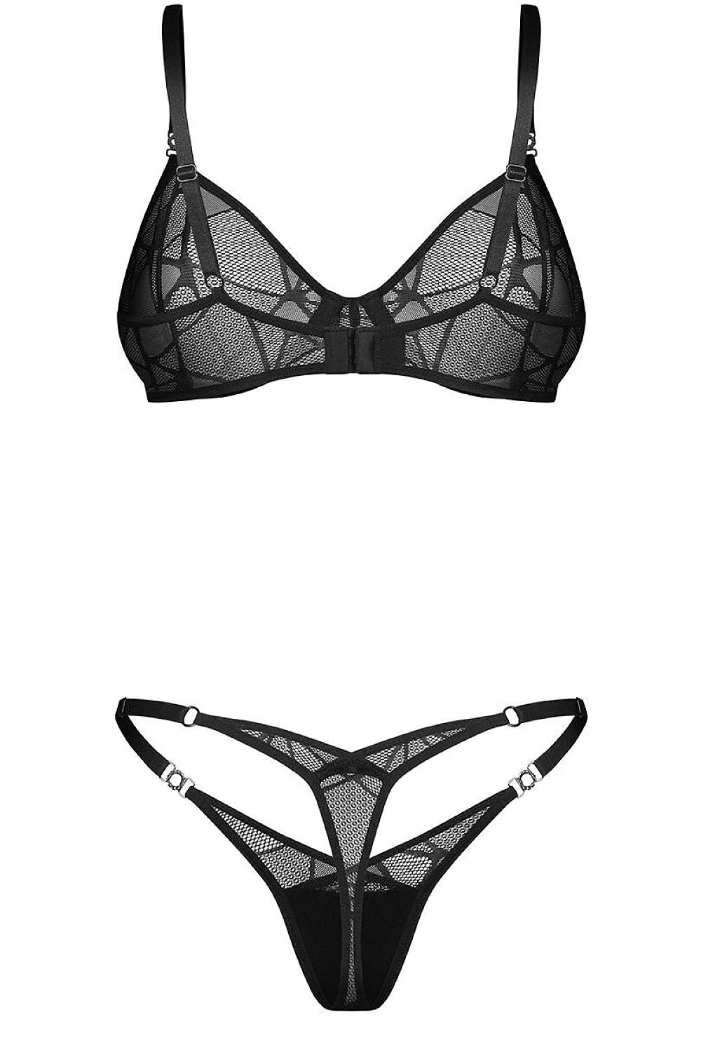 Women's Black Strap Detail Easy-fit Elastic Detail Sexy Set view 5