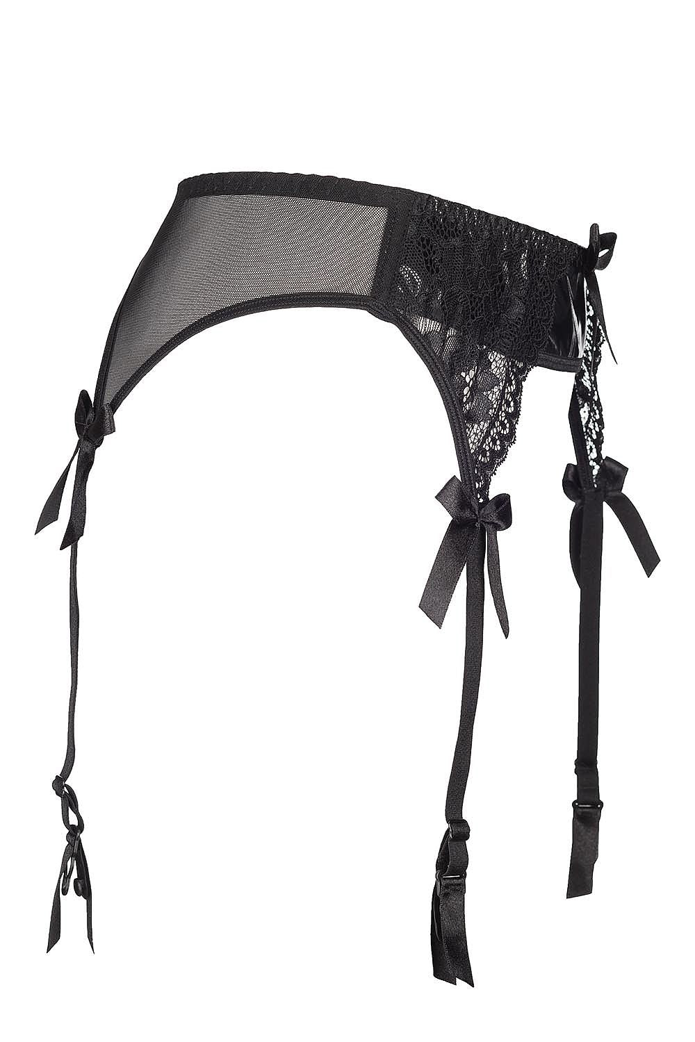 black lace satin belt back view