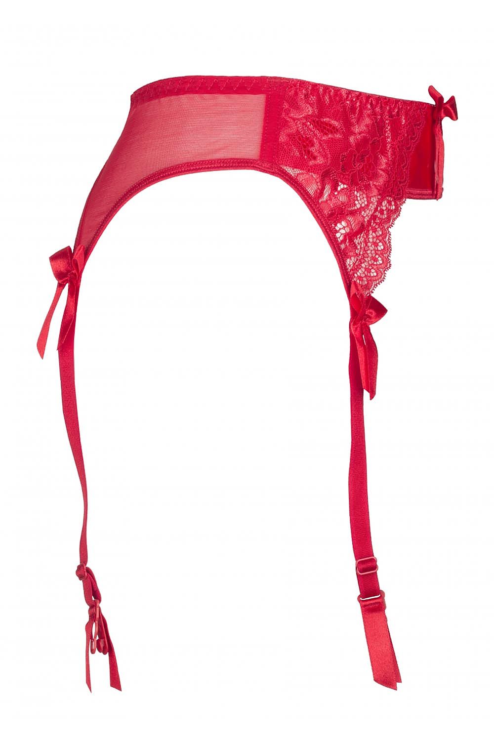 red lace satin belt back view