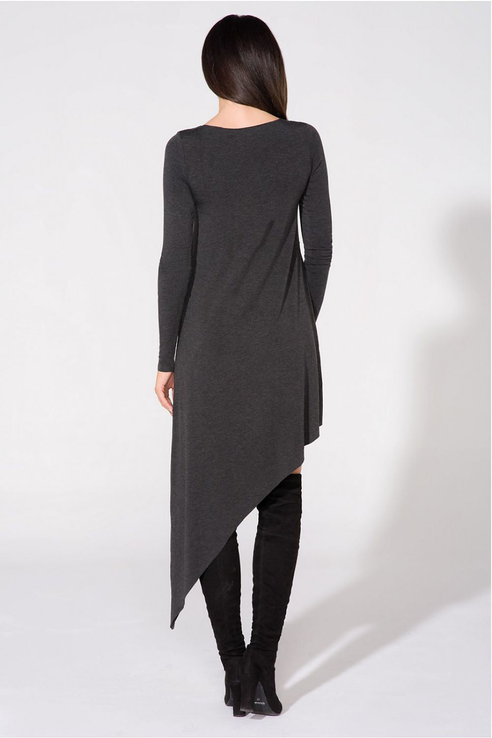 grey asymmetrical evening dress alternate angle