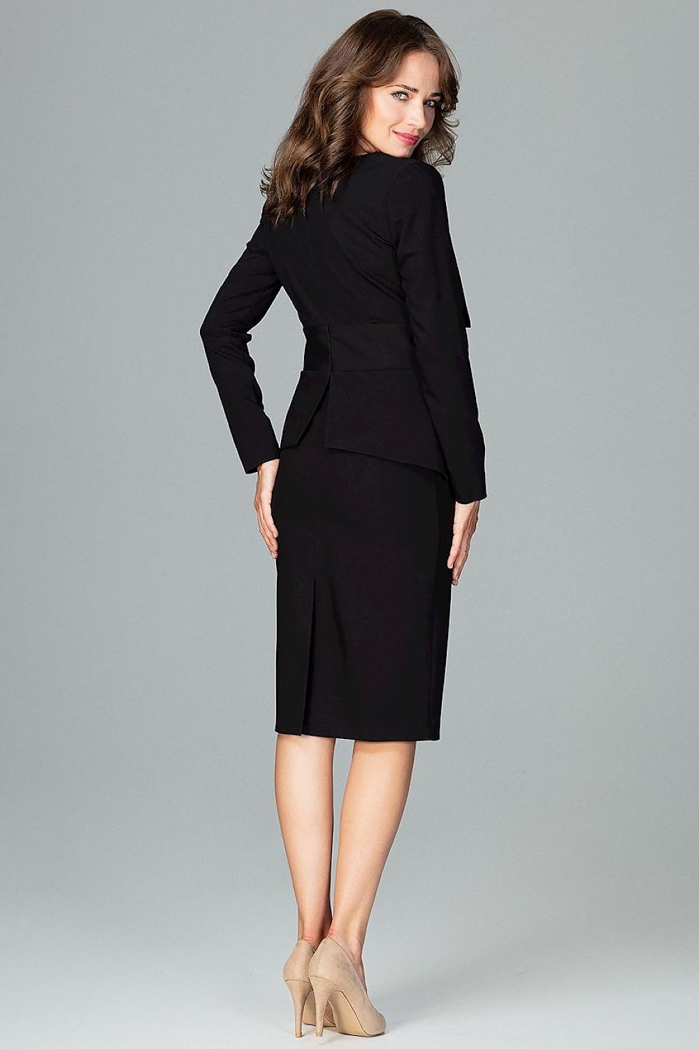 black long sleeve cocktail dress detail view