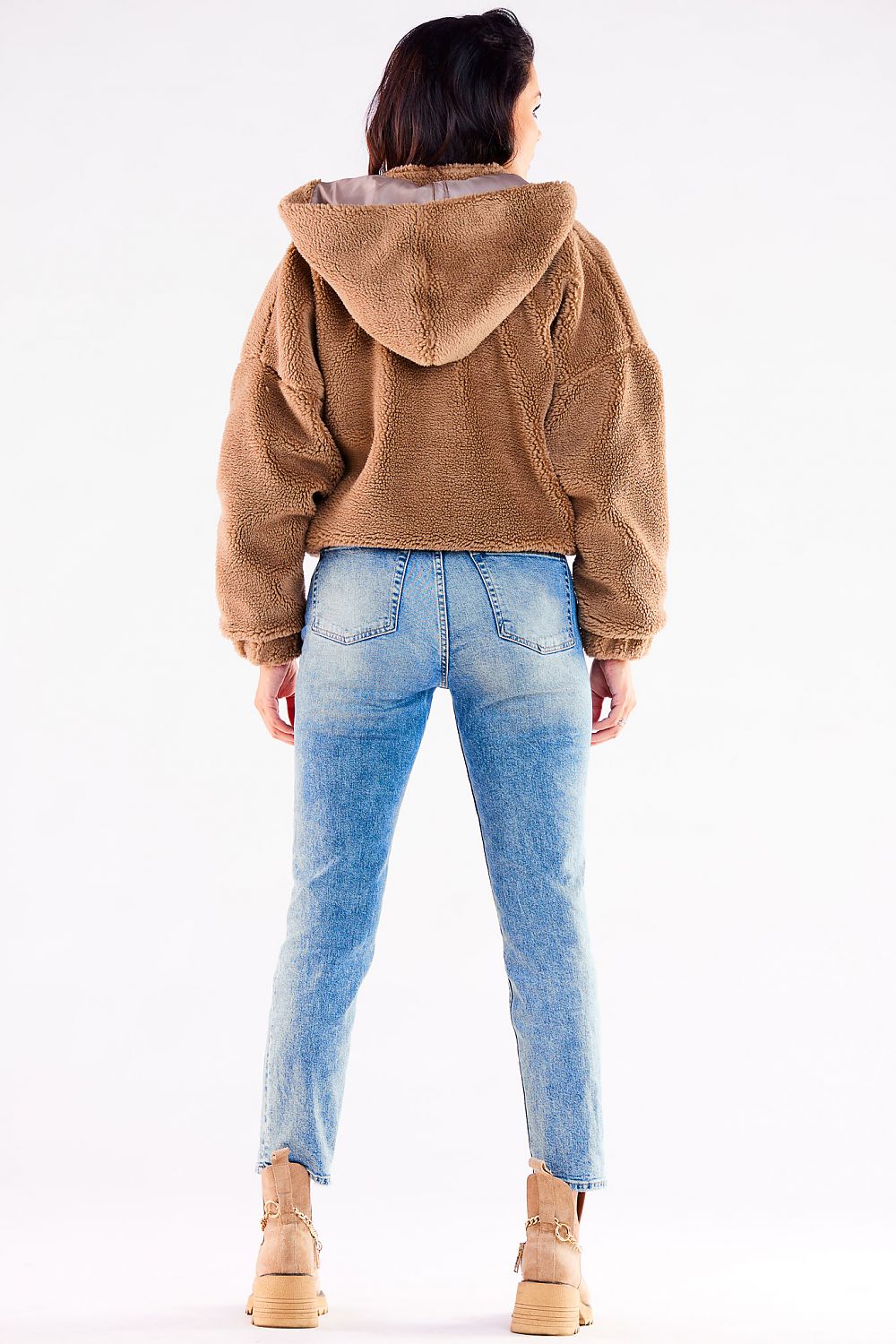 brown ribbed jacket detail view