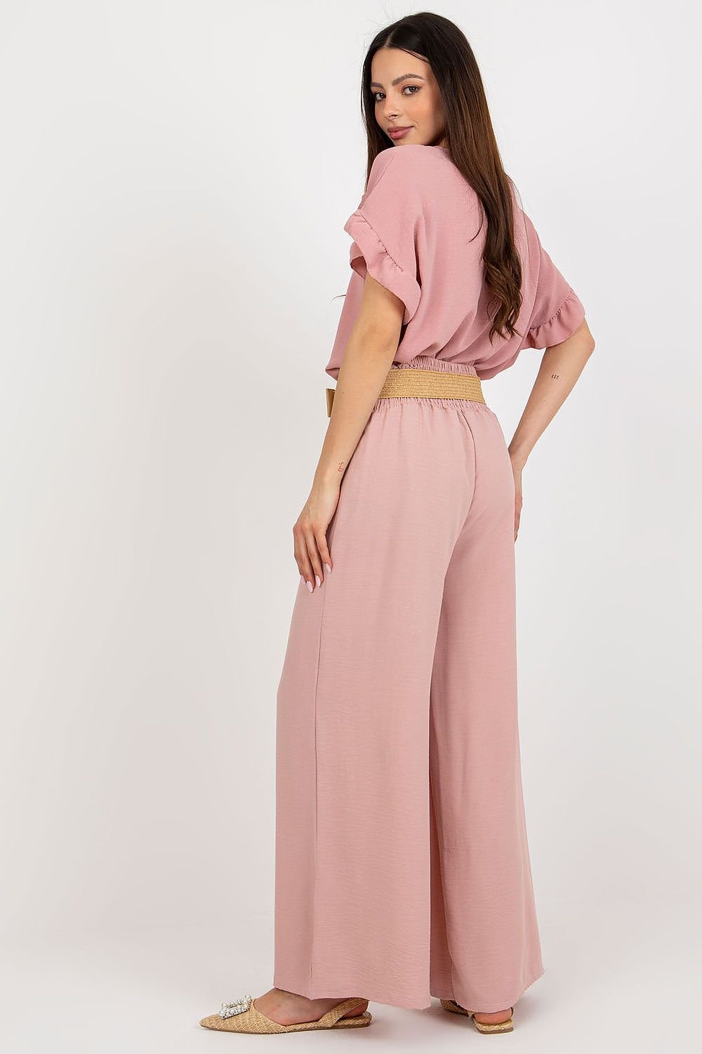 belted pink belted women trousers detail view