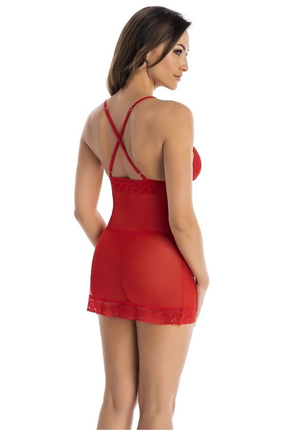 red lace mini sexy shirt alternate angle