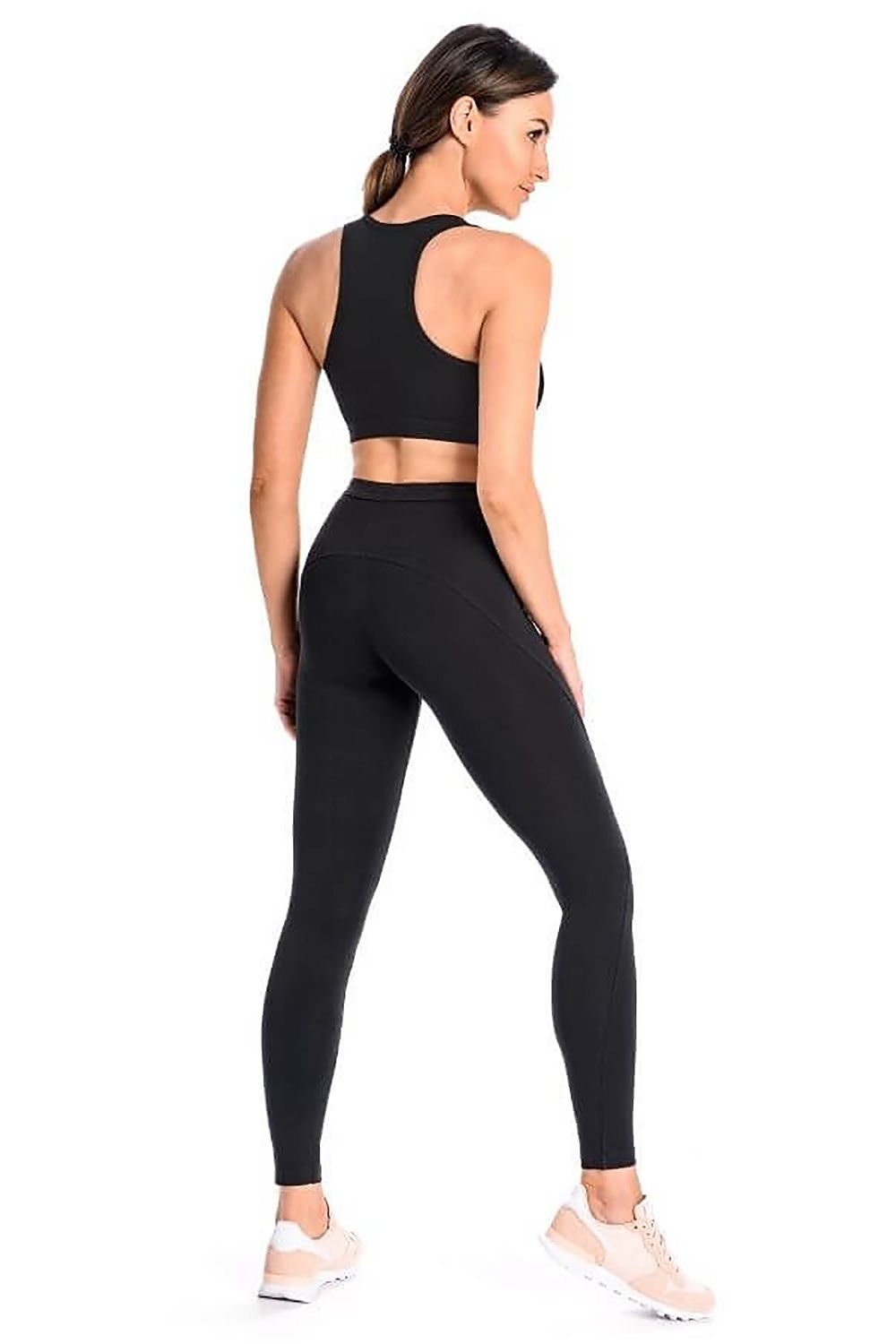 Women's black full-length cotton leggings for sport and everyday wear