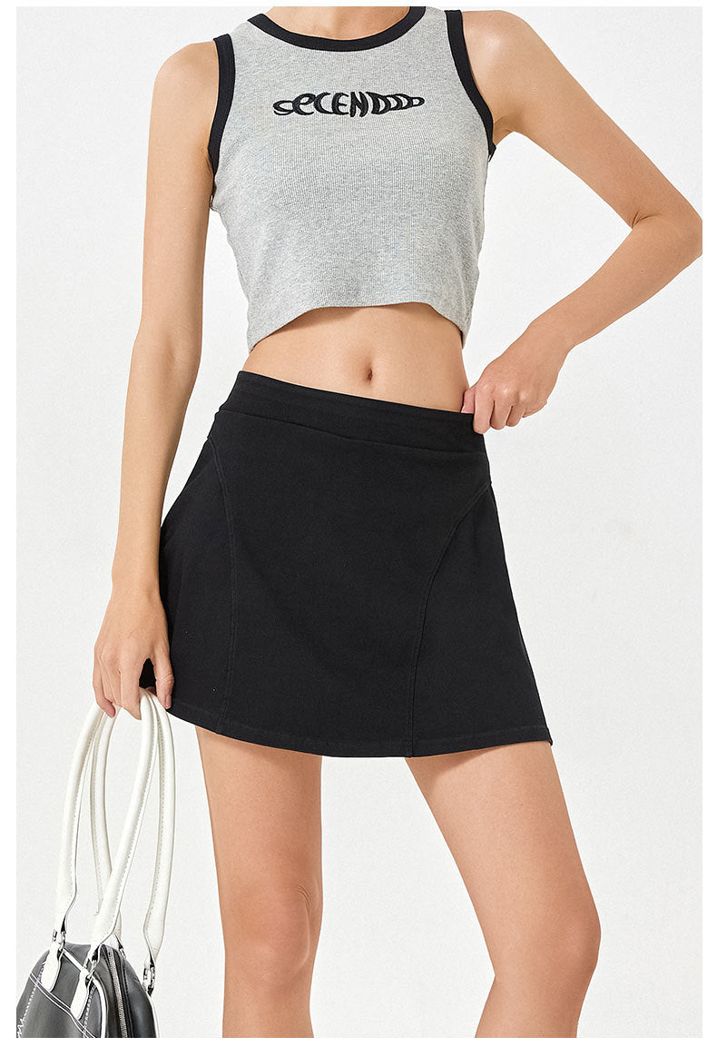 Summer High Waist Faux Two Piece Denim Yoga Skirt Slim Fit Hip Lift Fitness Shorts-High-Performance Women's Sport Skirts - Trendy and Functional-Ayla Boutique