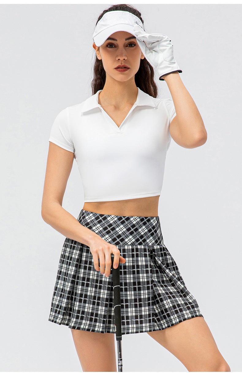 Plaid Tennis Skort: Pleated, Built-In Shorts & Multi-Sport (Spring/Summer)-High-Performance Women's Sport Skirts - Trendy and Functional-Ayla Boutique