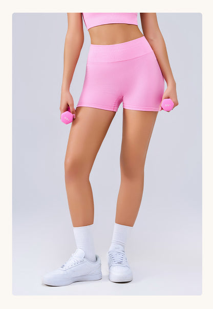 High-Waist Seamless Peach Yoga Shorts: Breathable & Sporty-Ayla Boutique AU | Seamless Peach High Waist Yoga Shorts-Ayla Boutique