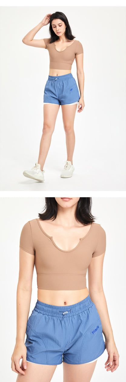 High Waist Drawstring Sports Shorts - Women'S Anti-Exposure Training Fitness Running Yoga Pants-High Waist Drawstring Sports Shorts | Ayla Boutique AUS-Ayla Boutique