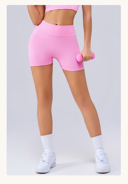 High-Waist Seamless Peach Yoga Shorts: Breathable & Sporty-Ayla Boutique AU | Seamless Peach High Waist Yoga Shorts-Ayla Boutique