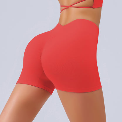 High-Waist Seamless Peach Yoga Shorts: Breathable & Sporty-Ayla Boutique AU | Seamless Peach High Waist Yoga Shorts-Ayla Boutique