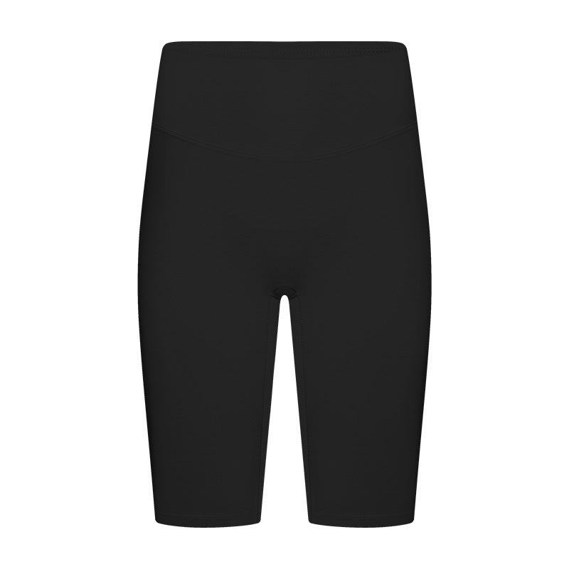 Front view of black high-waisted yoga pants