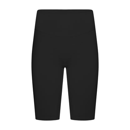 Front view of black high-waisted yoga pants