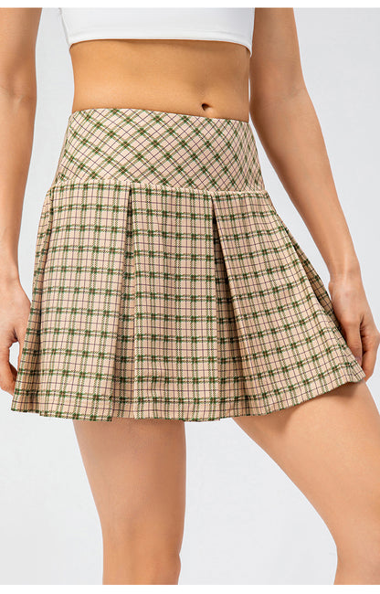 Plaid Tennis Skort: Pleated, Built-In Shorts & Multi-Sport (Spring/Summer)-High-Performance Women's Sport Skirts - Trendy and Functional-Ayla Boutique