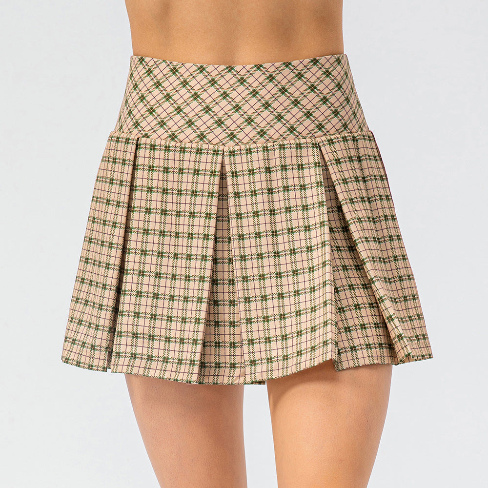 Plaid Tennis Skort: Pleated, Built-In Shorts & Multi-Sport (Spring/Summer)-High-Performance Women's Sport Skirts - Trendy and Functional-Ayla Boutique