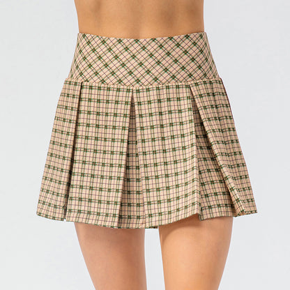 Plaid Tennis Skort: Pleated, Built-In Shorts & Multi-Sport (Spring/Summer)-High-Performance Women's Sport Skirts - Trendy and Functional-Ayla Boutique