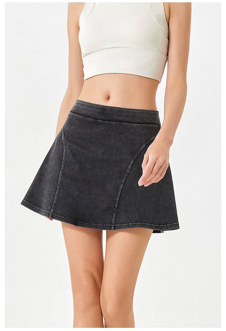Summer High Waist Faux Two Piece Denim Yoga Skirt Slim Fit Hip Lift Fitness Shorts-High-Performance Women's Sport Skirts - Trendy and Functional-Ayla Boutique