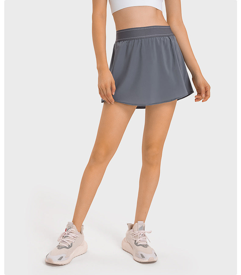 High-Waist Cooling Tennis Skort: Quick-Dry, Breathable & Built-In Shorts-High-Performance Women's Sport Skirts - Trendy and Functional-Ayla Boutique