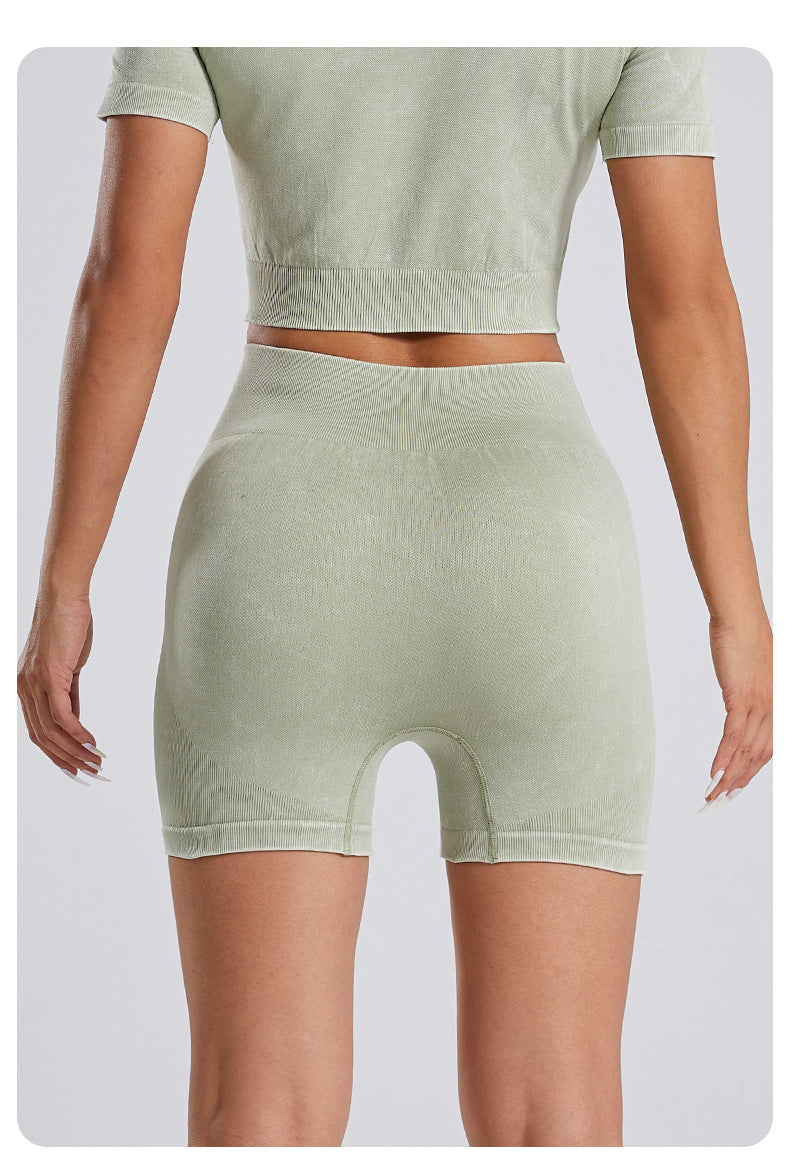 Squat-proof tie-dye fitness shorts