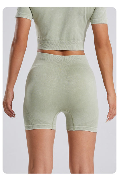 Squat-proof tie-dye fitness shorts