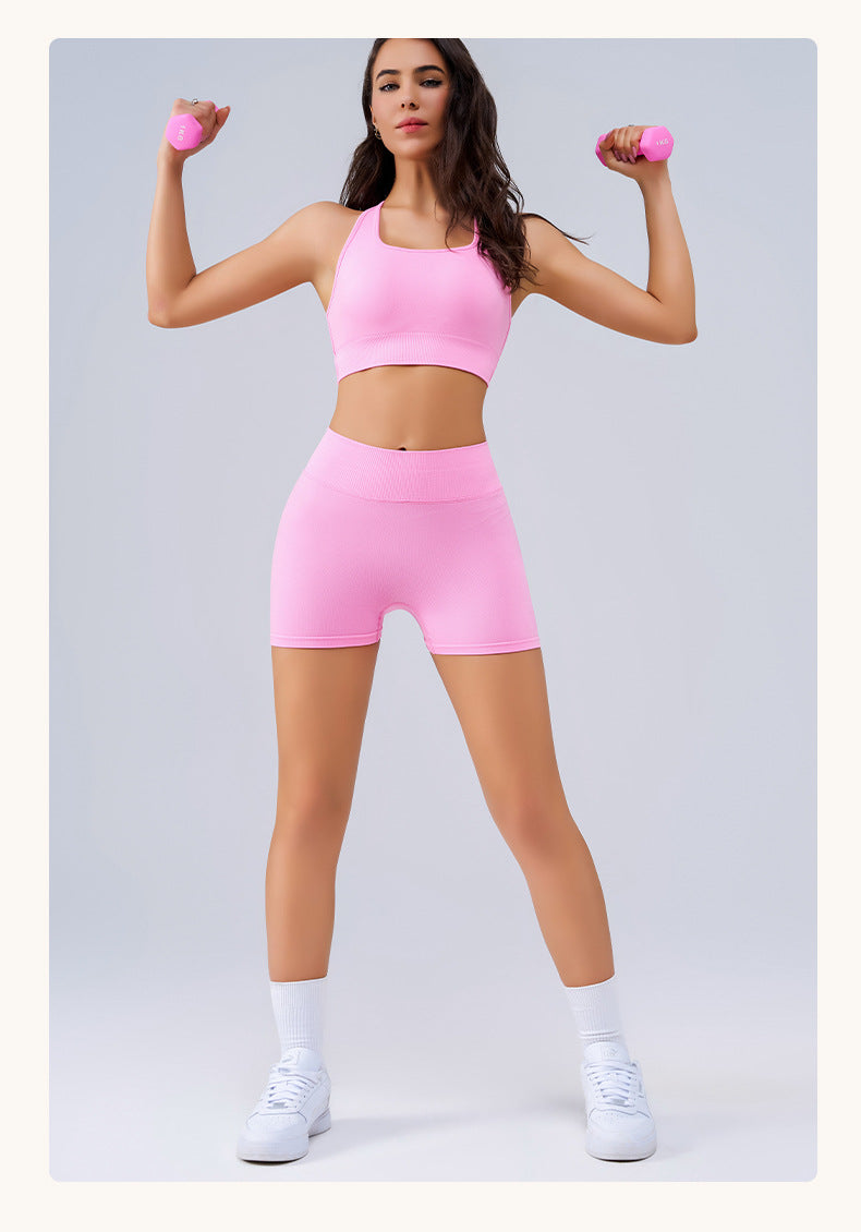 High-Waist Seamless Peach Yoga Shorts: Breathable & Sporty-Ayla Boutique AU | Seamless Peach High Waist Yoga Shorts-Ayla Boutique