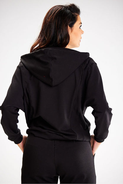 black sweatshirt detail view