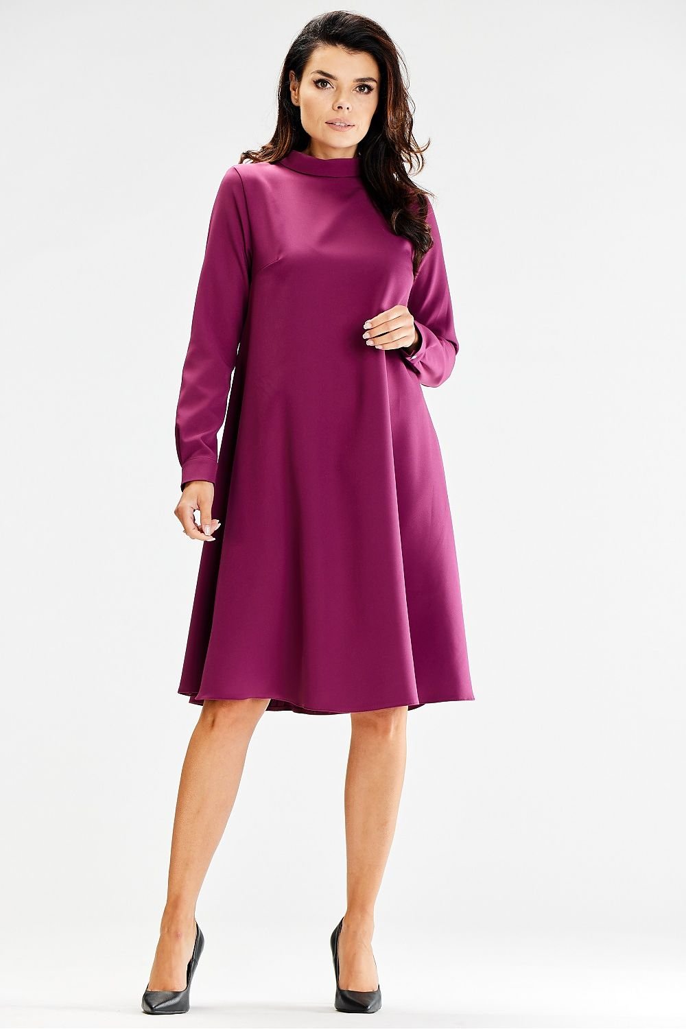violet long sleeve turtleneck day dress alternate angle
