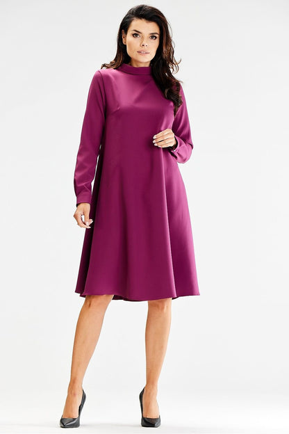 violet long sleeve turtleneck day dress alternate angle