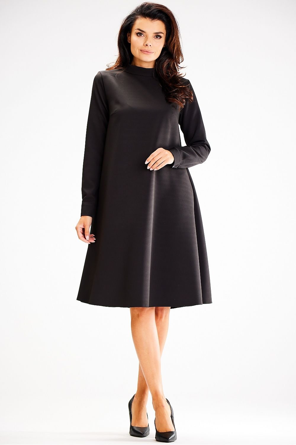 violet long sleeve turtleneck day dress view 8